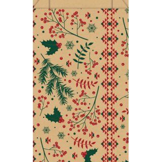 Flachtüte mit Weihnachtsmotiv, Plain-Kraftpapier braun70g/m² - Größe 16 cm x 27 cm