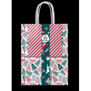 Geschenktüten- Set " Weihnachtspapierbeutel" Kraftpapier - Größe 18x8x23 cm + 24x12x32 cm, 2er Set