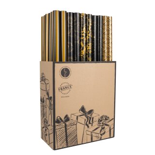 Geschenkpapier "Gold/Schwarz Chic Design" 2 m x 70 cm , ca. 60 g/m² , sortiert