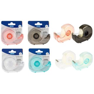 Klebefilm- Handabroller Jumbo inkl. 1 Rolle Klebefilm 18 mm x 33 m, farbl. sortiert