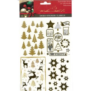 Weihnachten  Sticker  "Weihnachsgeschenksticker " Goldsticker Motiv- Mix 17 x 25 cm