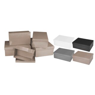 Geschenkboxen 5er Set "Uni" mit glänzender Oberfläche, rechteckig, sortiert