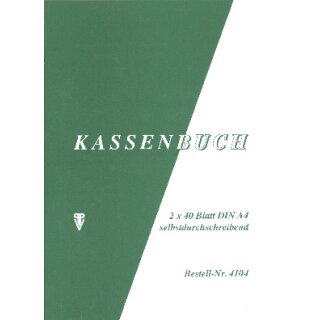 Kassenbuch  mit Durchschrift A4 - 2 x 40 Blatt s. d. , geleimt