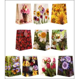 Geschenktüte  Geschenktasche  ca. A 5  / Blumen- Design , sortiert