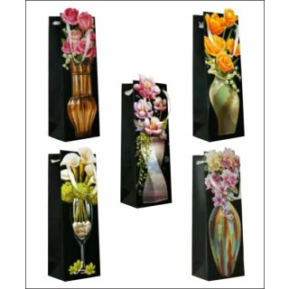 Geschenktüte Flaschentüte " Frauen - Blumenmotiv "  gestanzt /  verschiedene Deign , sortiert