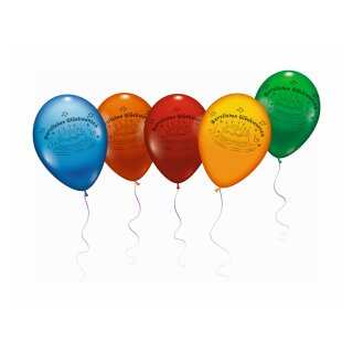 Luftballons " Herzlichen Glückwunsch "  6er Pack sortiert   Umfang ca. 65 cm