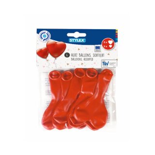Luftballons Herz 6er Pack in 2 Größen , sortiert