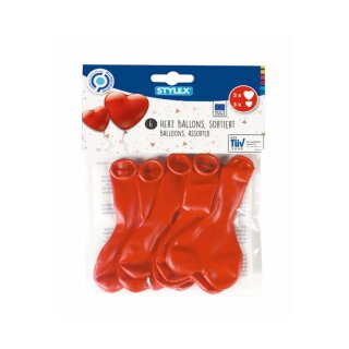 Luftballons " Herz - rot "  Umfang je 3 x 15cm und 30 cm , 6er Pack