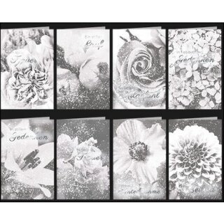 Trauerkarten  Blumenmotiv  sortiert   11,5 x 17,5  cm ( 995190 )
