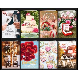 Glückwunschkarten Hochzeit sortiert 10 x 18 (993550...