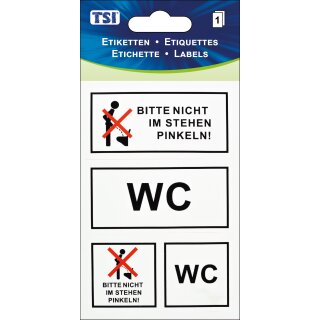 Etiketten - "WC/Bitte nicht im Stehen pinkeln" 