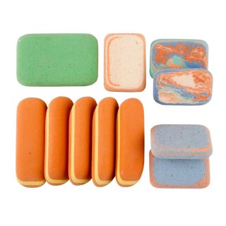 Radiergummi- " Kieselradiergummi " 9 Stück / 50g sortiert  -  9er Pack, im Beutel