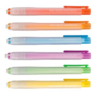 Radiergummi-  " Im Kunststoffhalter " farblich sortiert , im 12er Pack