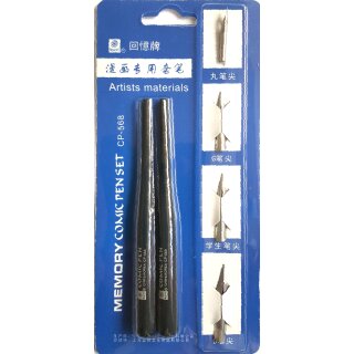 Schriftfederhalter 2er Pack + 4 Zeichenfedern im Blister...