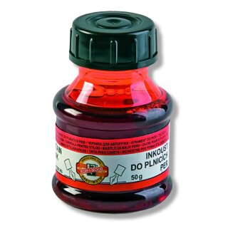 Tinte  " KOH-I-NOOR " Füllertinte - rot - 50 ml PVC- Flasche 