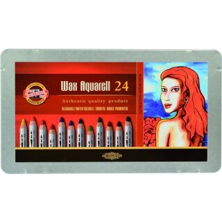 Aquarell- Wachspastell Farbstifte 24er Set im Metalletui...