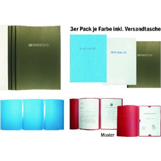 Bewerbungsmappen 3- teilig , 3er Pack - blau - VE 20