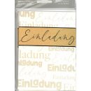 Einladungskarten "Einladung-Goldschrift" mit Innentext und  Versandumschlag , im 5er Pack