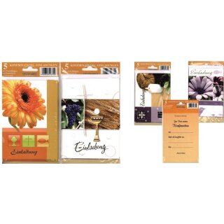 Einladungskarten Konfirmation sortiert 5er Pack VE 20