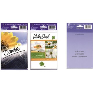 Danksagungen Jugendweihe sortiert 5er Pack VE 20...