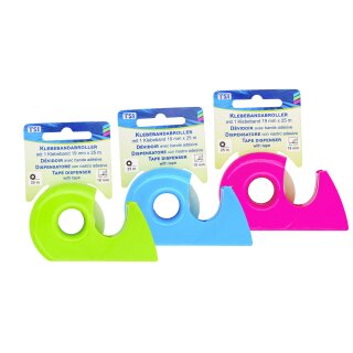 Klebefilm- Abroller 19mm x 25m farblich sortiert VE 12