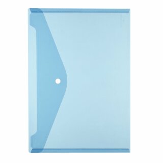Dokumententasche  A4  PP  - transparent blau  - mit Druckknopf