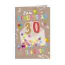 Glückwunschkarten Geburtstag " Zahl  - 30 "  mit Versandumschlag ,  sortiert