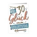Glückwunschkarten Geburtstag " Zahl  - 30 "  mit Versandumschlag ,  sortiert