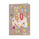 Glückwunschkarten Geburtstag " Zahl  - 60 "  mit Versandumschlag ,  sortiert