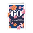 Glückwunschkarten Geburtstag " Zahl  - 60 "  mit Versandumschlag ,  sortiert