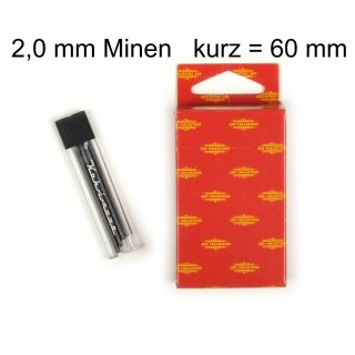 Minen -  2,0 x 60 mm Graphitminen kurz  - Gradation HB - im 4er Pack