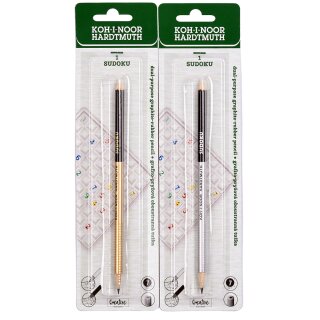 Sudoku- "2in1" Bleistift mit Radiergummi - Gradation 2 B, im Blister