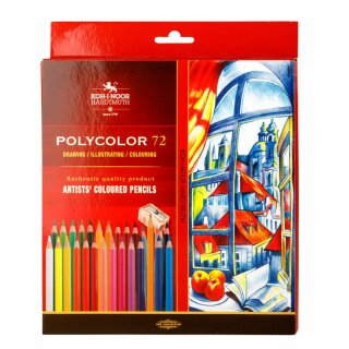 Polycolor- Künstlerfarbstifte 72er Pack inklusive  2 Anspitzer u. 3 Graphitstifte