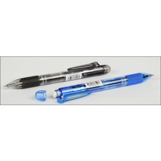 Kugelschreiber- 3 + 1 Multifunktion - Transparent Grau - / 3- Farb-Kugelschreiber + Druckbleistift
