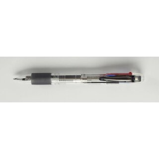 Kugelschreiber- 3 + 1 Multifunktion - Transparent  - / 3- Farb-Kugelschreiber + Druckbleistift