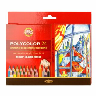 Polycolor- Künstlerfarbstifte 24er Pack inklusive Anspitzer und 2 Graphitstifte