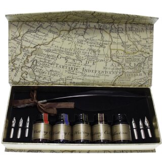 Kalligrafie Set 13 teilig mit echter Feder im Etui VE1