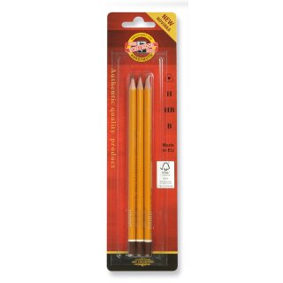 Graphitstifte ergonomisch, FSC 100% -   Gradation H, HB, B -  im 3er Blister