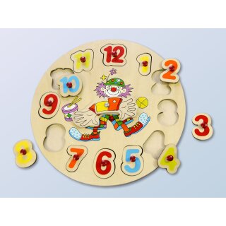 Uhr Holz- Puzzle Uhr Clown