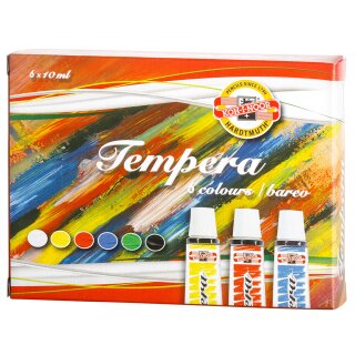 Temperafarben 6er Set - 10ml  Schulmalfarben